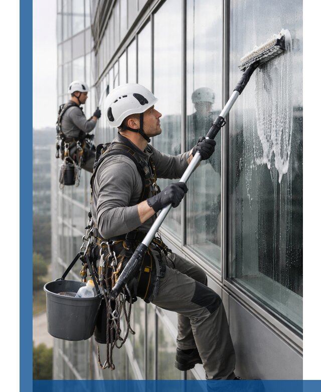 Высотная мойка сплошного остекления с выездом в Гае