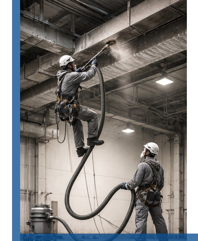 Обеспыливание потолочных конструкций в Гае промышленным альпинизмом