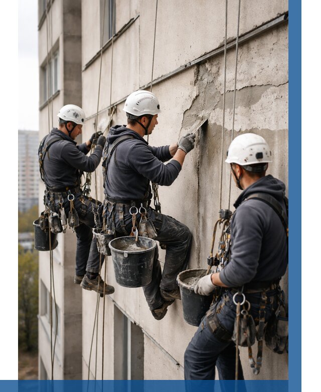 Ремонт бетонных элементов фасада в Гае от 2542 р. | ВЫСОТНИК-Гай