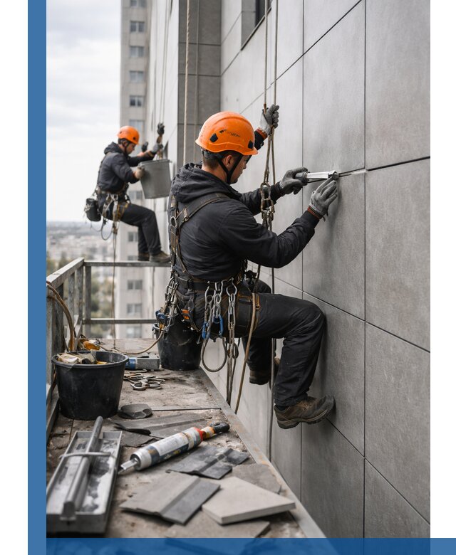 Профессиональный ремонт фасада из керамогранита в Гае