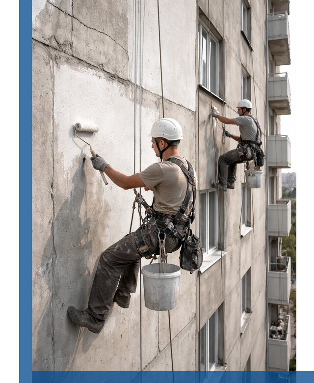 Покраска бетонного фасада в Гае для жилых и промышленных объектов