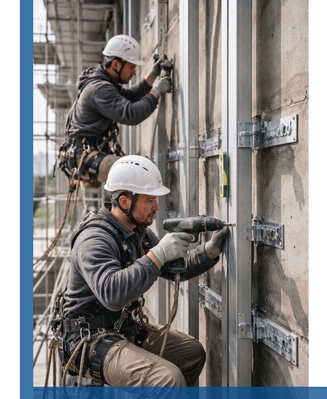 Монтаж и крепление подсистемы вентфасада в Гае