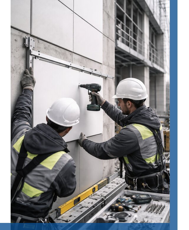 Монтаж композитных панелей фасада в Гае от 2542 р. | ВЫСОТНИК-Гай