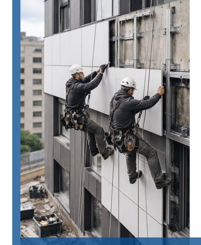 Монтаж композитных панелей фасада в Гае под ключ