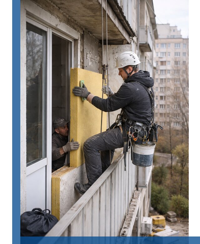 Профессиональное утепление балкона снаружи в Гае под ключ