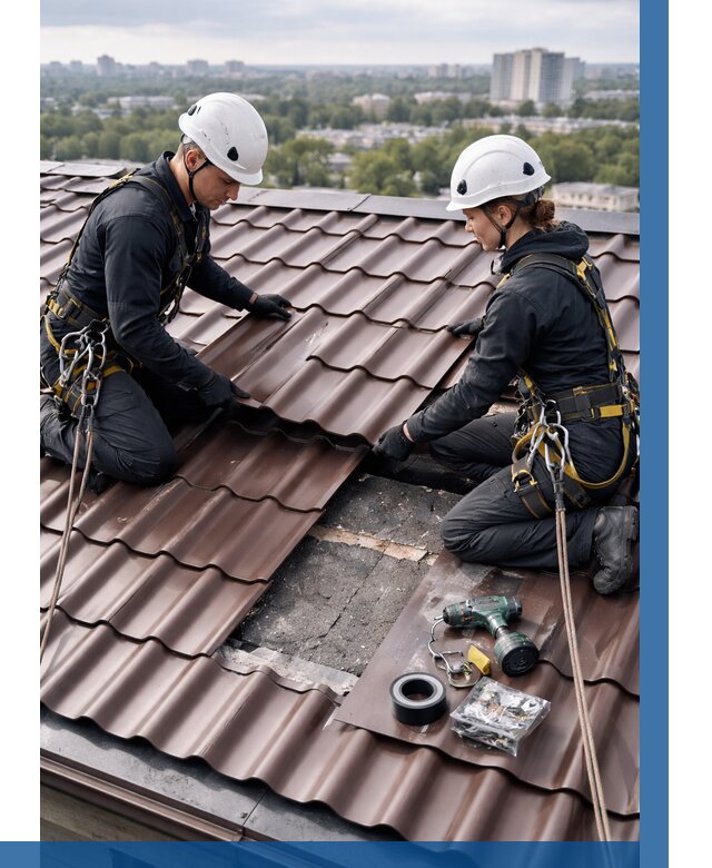 Ремонт металлочерепицы на крыше в Гае от 915 р. | ВЫСОТНИК-Гай