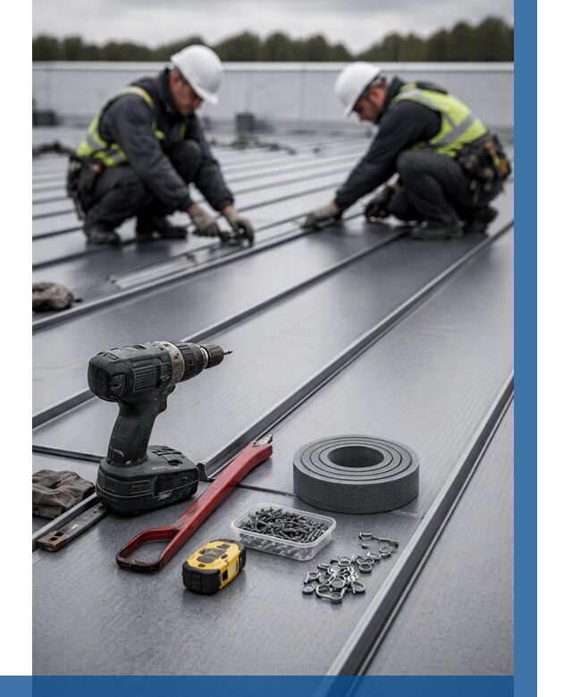 Монтаж фальцевой кровли в Гае от 1830 р. | ВЫСОТНИК-Гай