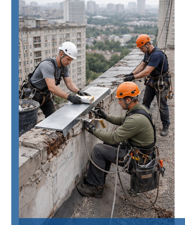 Ремонт парапета на кровле в Гае, высотные работы с гарантией