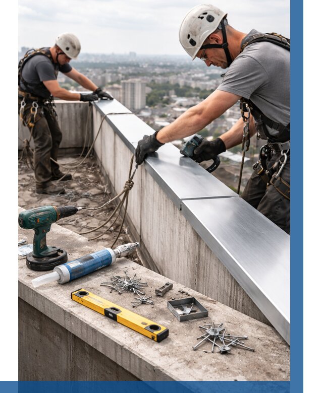 Монтаж парапетных крышек в Гае от 813 р. | ВЫСОТНИК-Гай