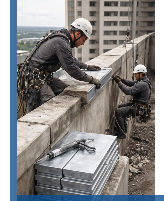 Замена парапетных крышек и установка новых в Гае