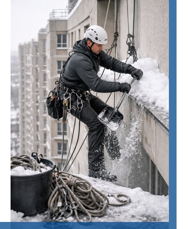 Очистка карнизов от снега в Гае от 305 р. | ВЫСОТНИК-Гай