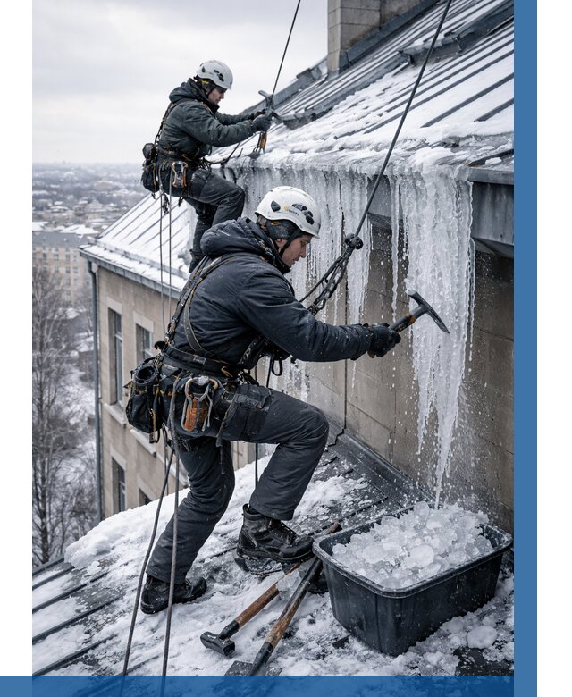 Удаление наледи с кровли в Гае от 5591 р. | ВЫСОТНИК-Гай