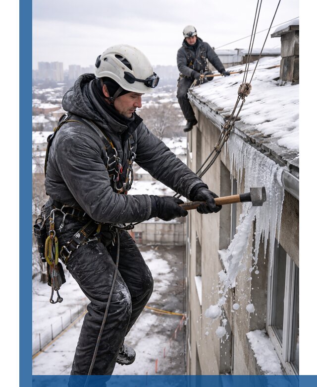 Сбивание и удаление сосулек с крыши в Гае безопасно