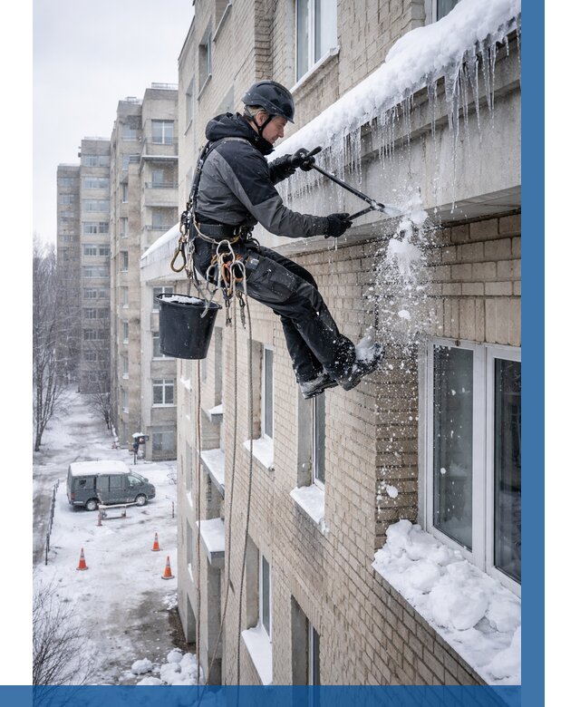 Удаление наледи с карнизов в Гае от 356 р. | ВЫСОТНИК-Гай