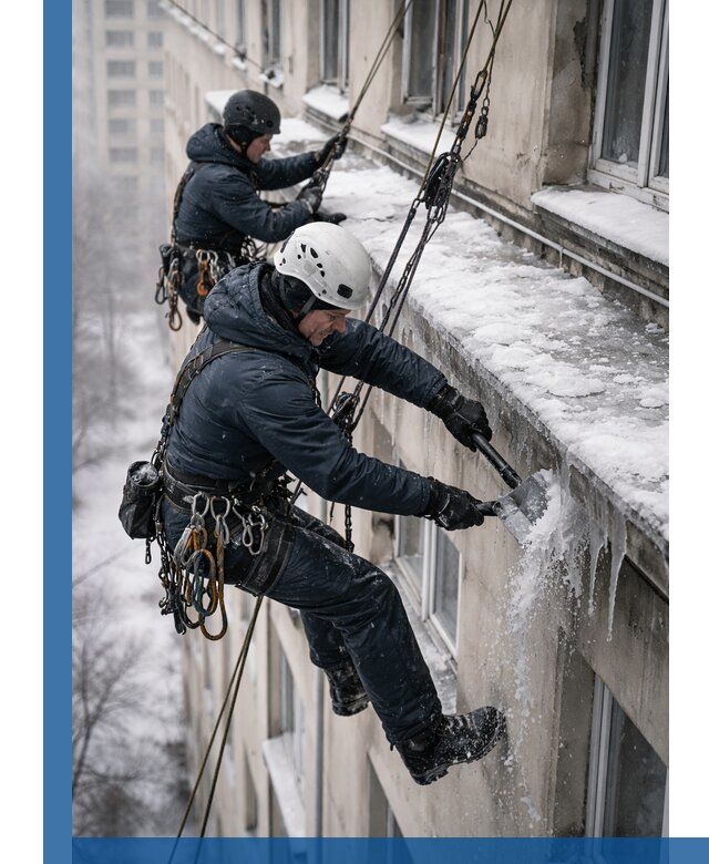 Удаление наледи и сосулек с карнизов в Гае профессионально