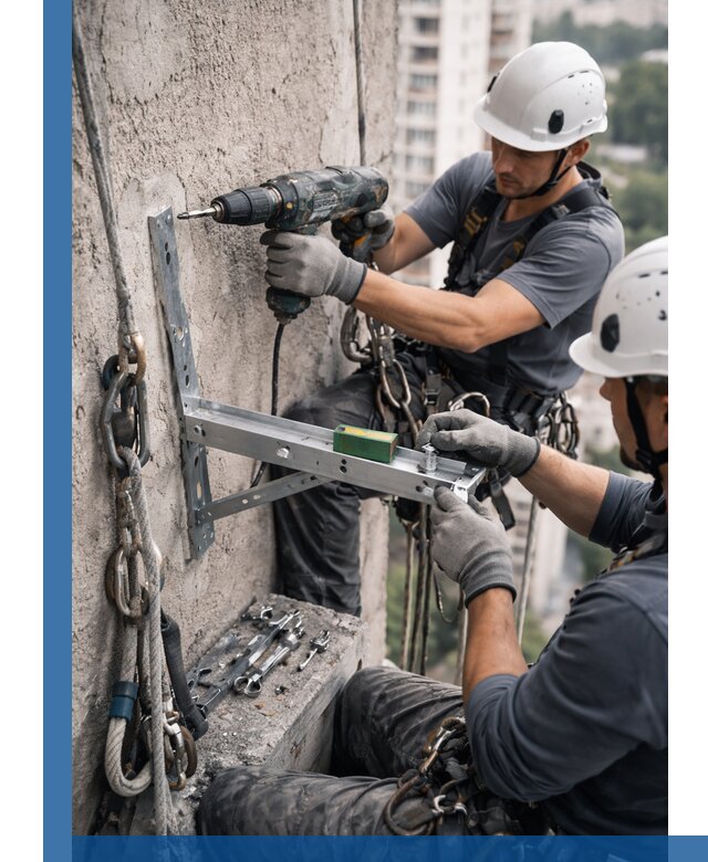 Установка кронштейнов кондиционера и крепежа в Гае