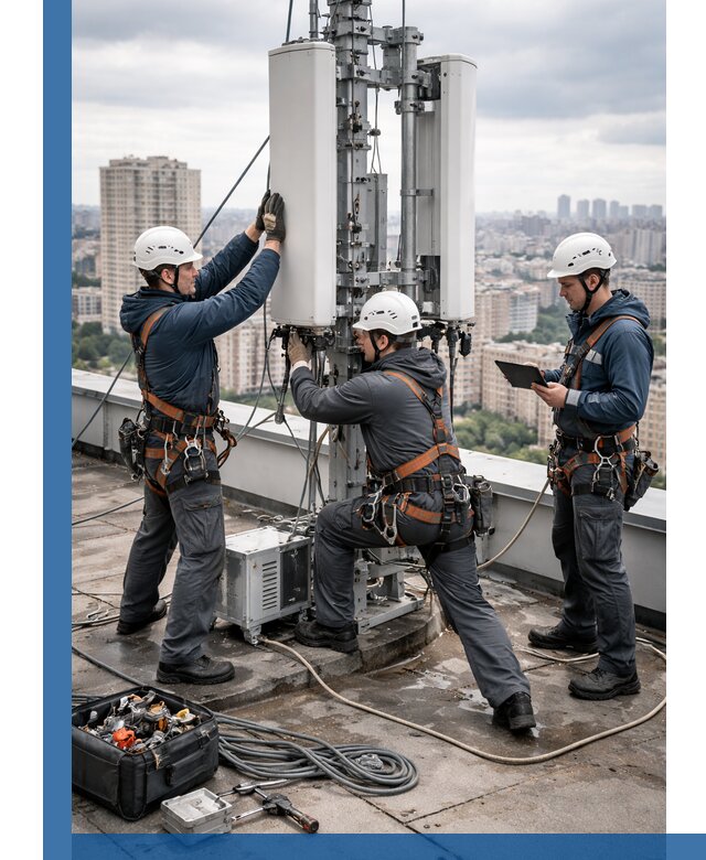 Монтаж антенн связи на крыше в Гае с вводом в эксплуатацию