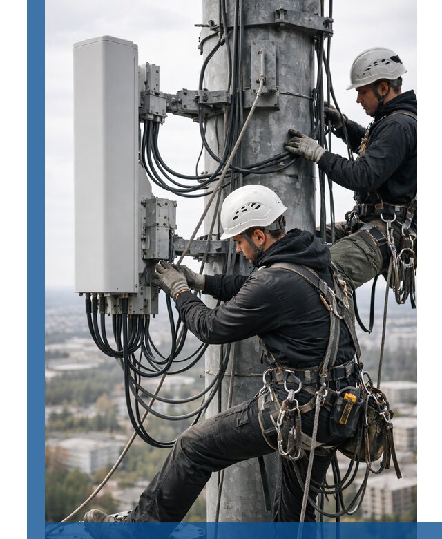 Монтаж оборудования связи на мачте в Гае с пусконаладкой