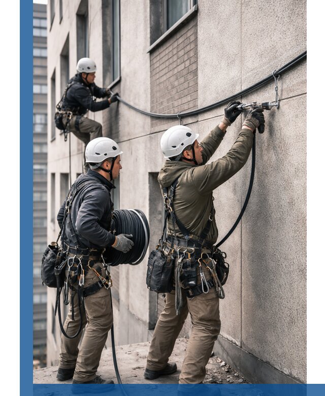 Прокладка кабеля по фасаду в Гае, профессиональный монтаж