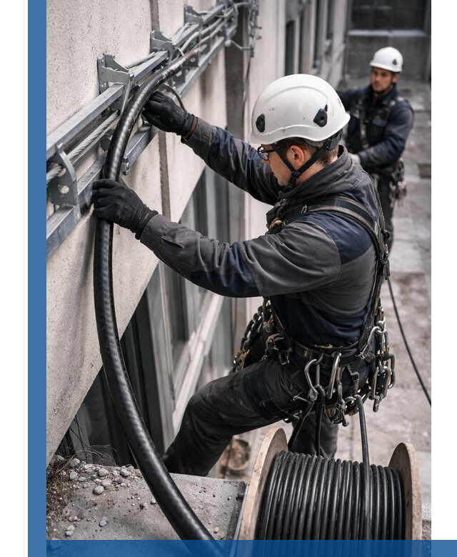 Протяжка кабеля питания на высоте в Гае с гарантией безопасности и качества