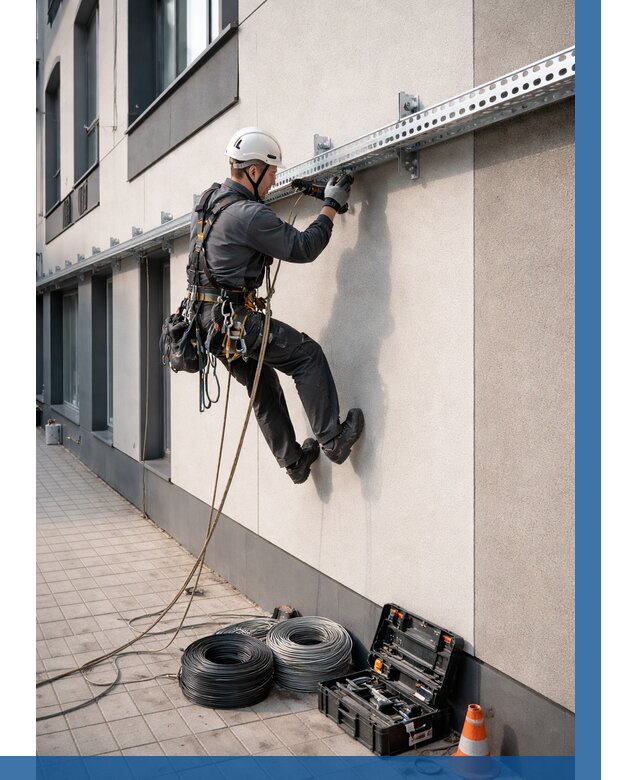 Монтаж кабельных лотков на фасаде в Гае от 1220 р. | ВЫСОТНИК-Гай