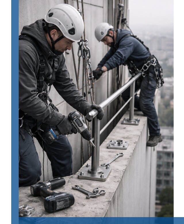 Монтаж перил на высоте в Гае для жилых и промобъектов