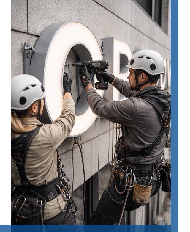 Монтаж световых букв в Гае от 3050 р. под ключ ВЫСОТНИК-Гай