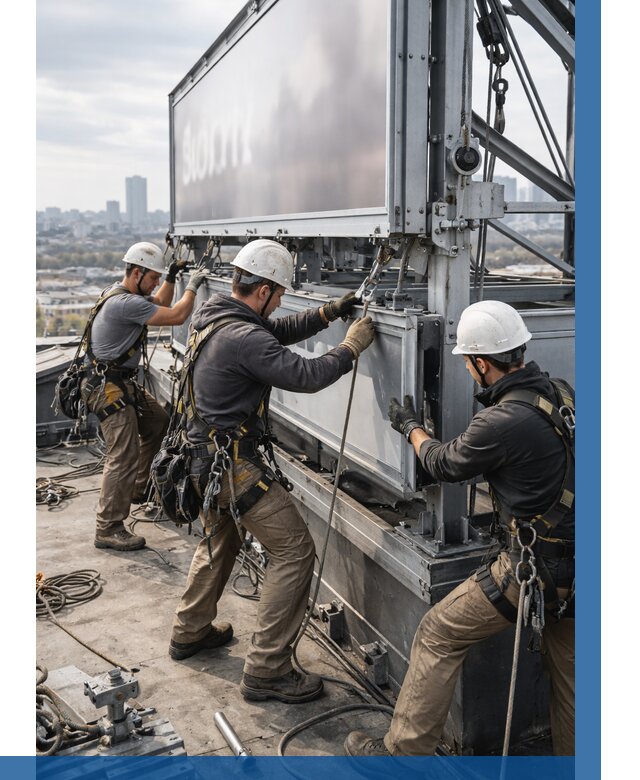 Монтаж крышной рекламной конструкции в Гае от 60996 р.|ВЫСОТНИК-Гай