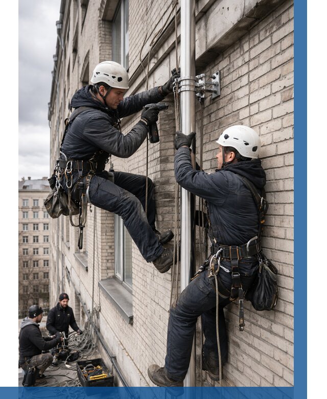 Монтаж флагштока на здании в Гае от 6608 р. | ВЫСОТНИК-Гай