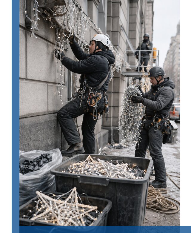 Демонтаж новогоднего оформления и гирлянд в Гае