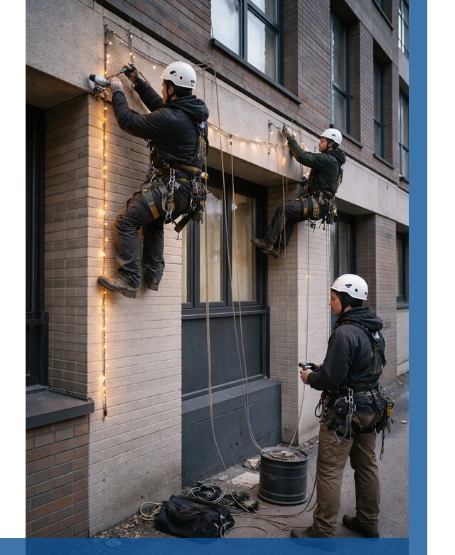 Монтаж гирлянд на фасаде в Гае от 3558 р. | ВЫСОТНИК-Гай