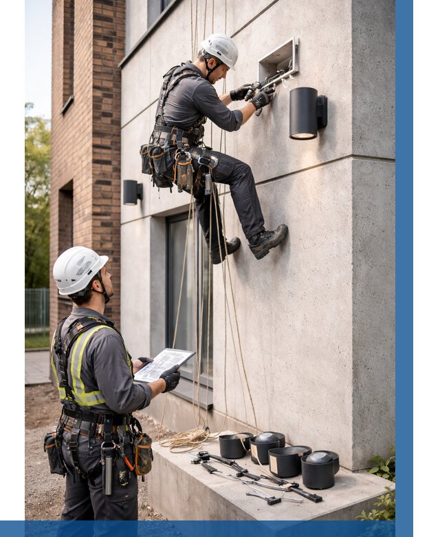 Монтаж фасадного освещения в Гае от 2542 р. | ВЫСОТНИК-Гай