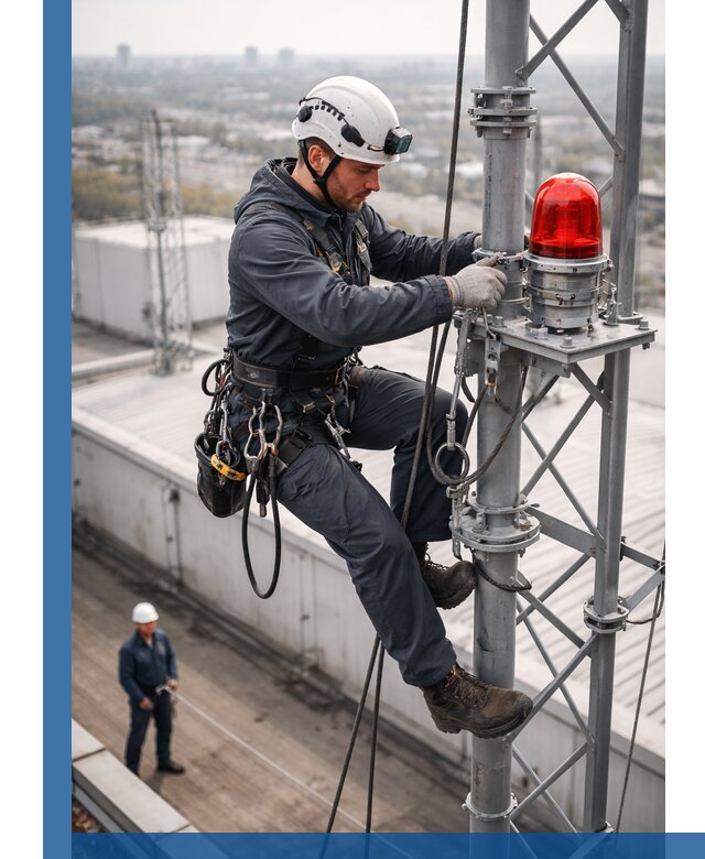 Монтаж заградительных огней и обслуживание объектов в Гае