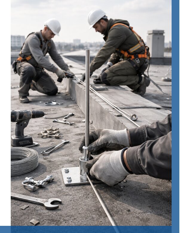 Монтаж молниезащиты на кровле в Гае цена от 25415 р. | ВЫСОТНИК-Гай