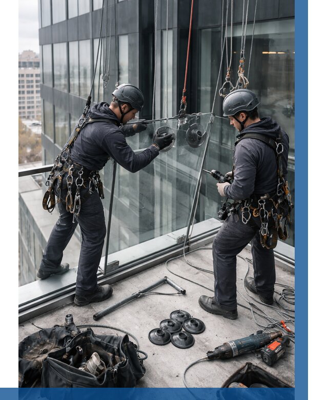 Монтаж стеклянных ограждений в Гае от 2542 р. | ВЫСОТНИК-Гай