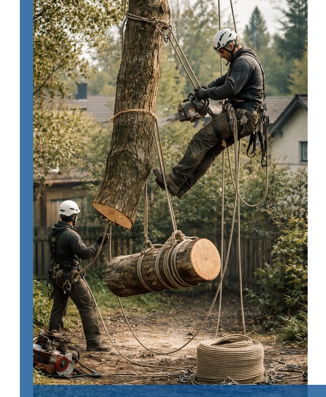 Валка деревьев частями в Гае, безопасно и аккуратно