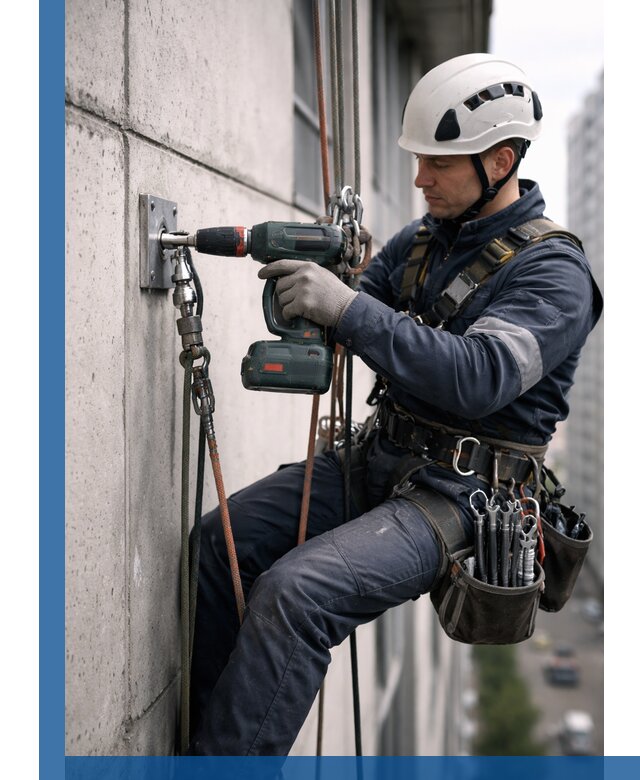 Установка анкерных точек для высотных работ в Гае