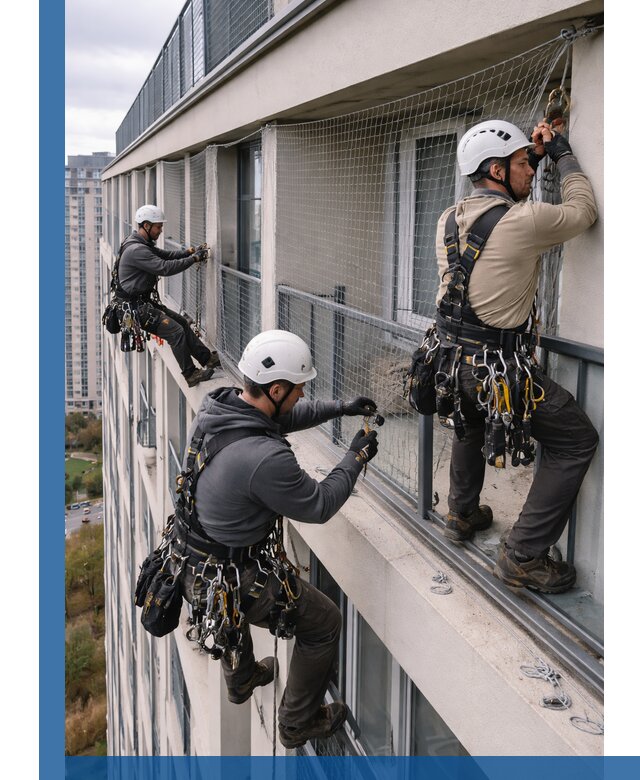 Профессиональный монтаж защитной сетки от птиц в Гае